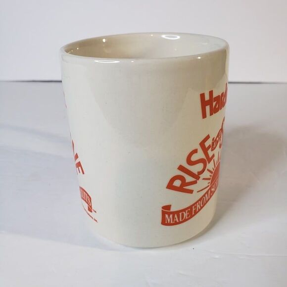Vintage 90s Orange Hardees Rise and Shine Coffee Mug Cup Logo Restaurant Ware - Picture 2 of 9